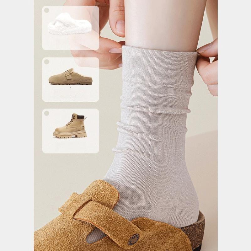 5/10 Pairs Women's Seamless Solid-Color Cotton Mid-Calf Socks