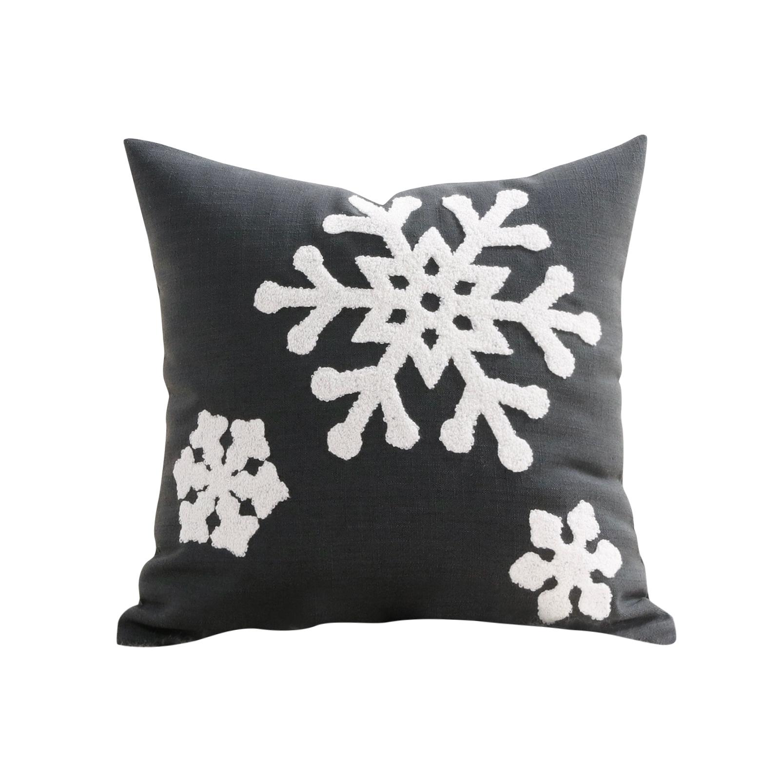 1 шт. Вышитая наволочка со снежинкой, Вышитая полотенцем рождественская наволочка One Size
