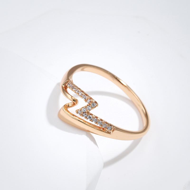 Minimalist Style  Rose Gold Ring Natural Zircon Geometric Lightning Ring For Women Fashion Jewelry  New
