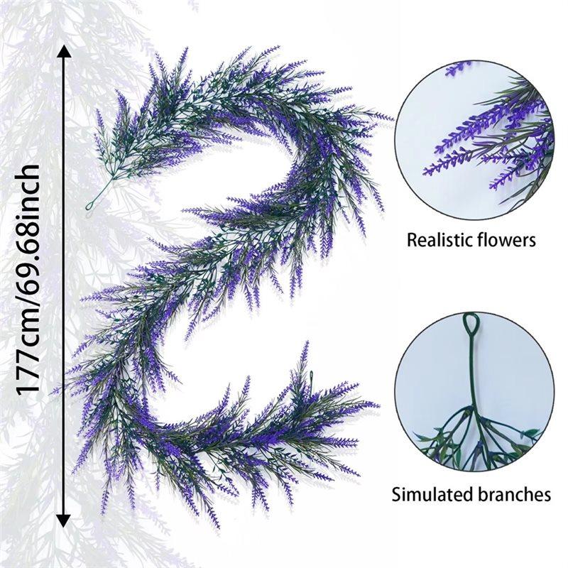 Flexible Hangable Artificial Lavender Garland Purple Purplelavender For Front Door Decorative Plants Fake Flowers