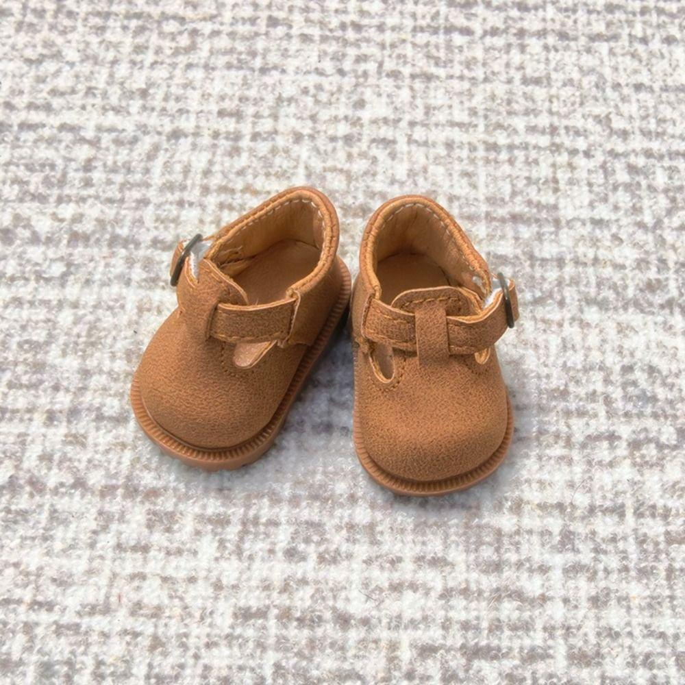 1pair Black Brown Doll Leather Shoes Boots Pretend Play Dolls Uniform Shoes Bjd Doll Shoe  For Penny