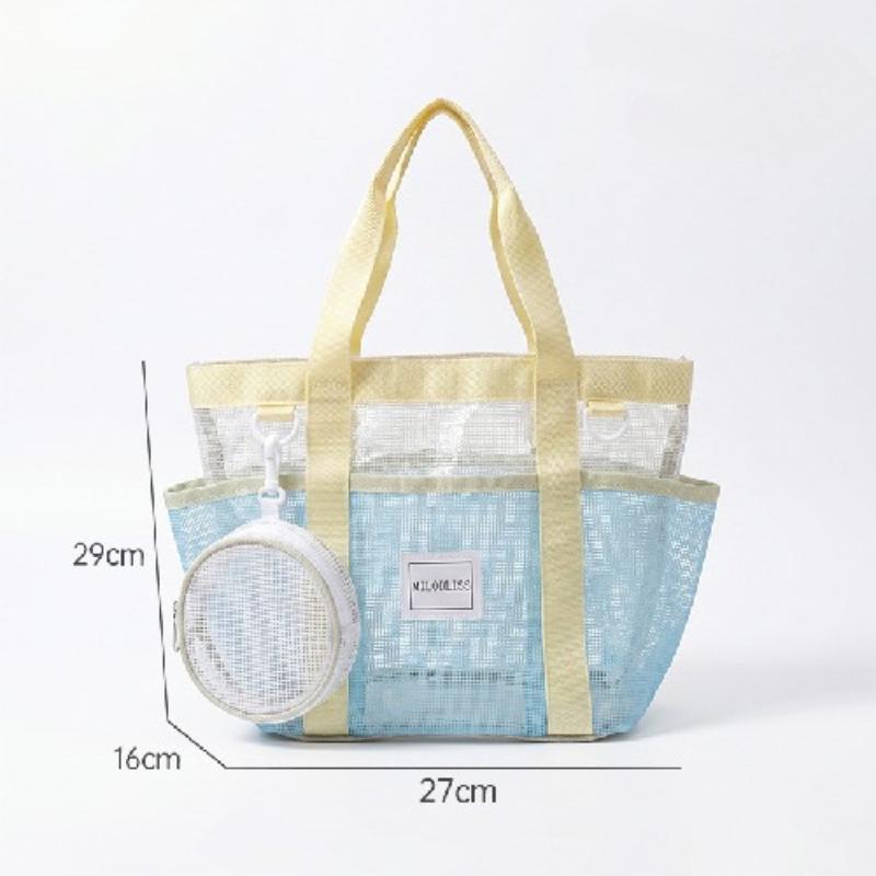 Waterproof Large Capacity Mesh Swimming Bag, Portable Outdoor Beach Tote for Women, Summer Travel Handheld Drainage Purse
