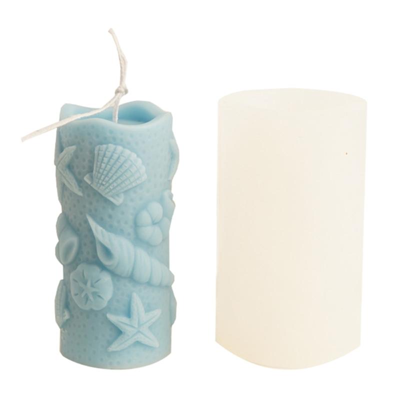 3D Seashell Candle Molds Starfish Cylinder Candle Silicone Moulds DIY Cake-Decor 1