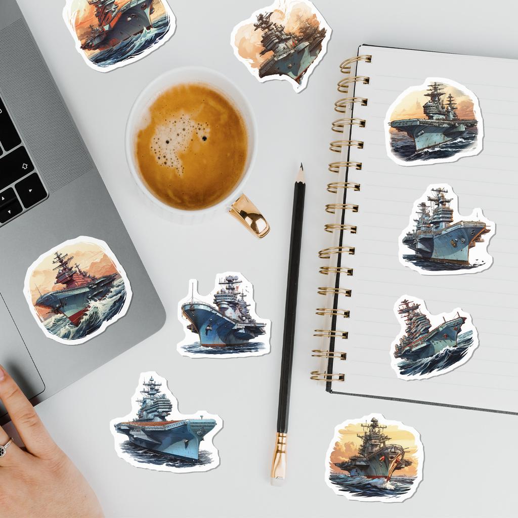 50 Pieces of Aircraft Carrier Series Graffiti Stickers, Stationery Stickers, Water Cups, Notebooks, Skateboards, Waterproof Decorative Stickers
