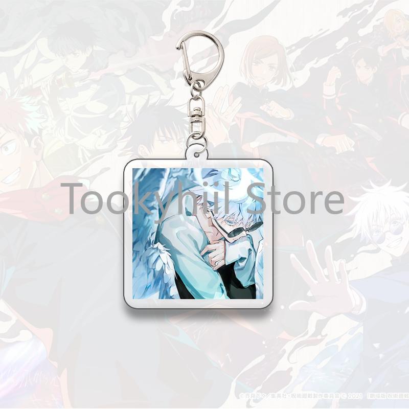 Gojo Satoru Square Keychain Boyfriend Exquisite Backpack Anime Figure Decorate Pendant Cartoon Itadori Yuji Collect Accessories