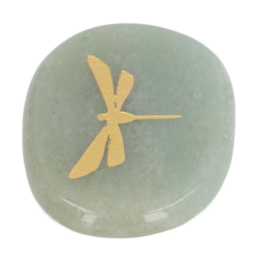 Thumb Worry Stone Nature Crystal Gold Dragonfly Surface Carving Relaxing and Soothing Balance Stone Type 2