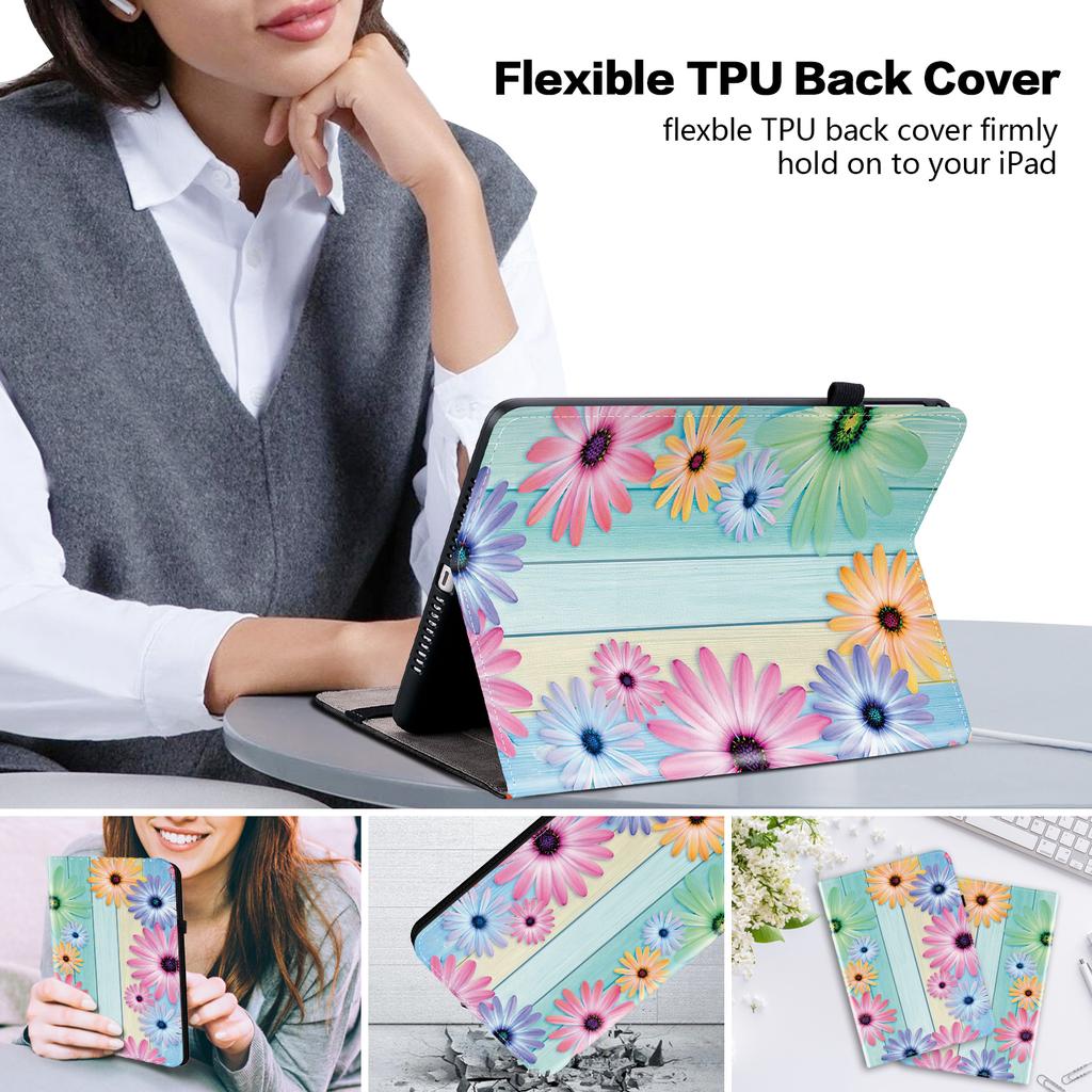 PU Leather Tablet Case for Apple iPad Air (2022)-11 Styles! Durable,with 2 Stand Slots,Pencil Holder & Card Slots,Flexible TPU Back Cover