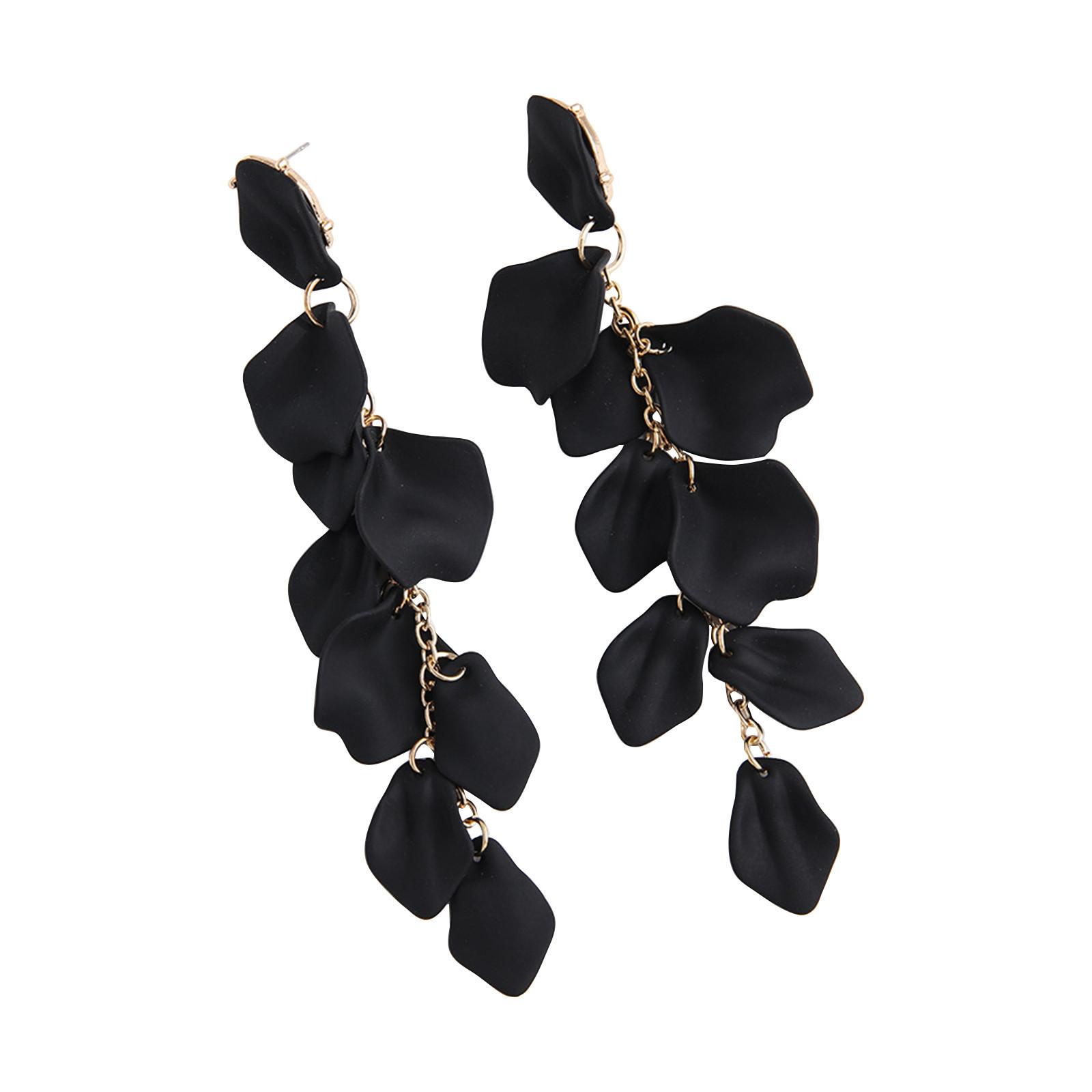 

Длинные акриловые серьги в виде лепестков роз, висячие серьги в виде преувеличенных цветов, серьги-капли с цветочными кисточками для женщин One Size чёрный