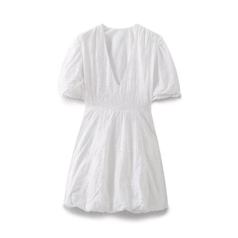 2026 Spring European & American Style Embroidered Fluffy Dress XS