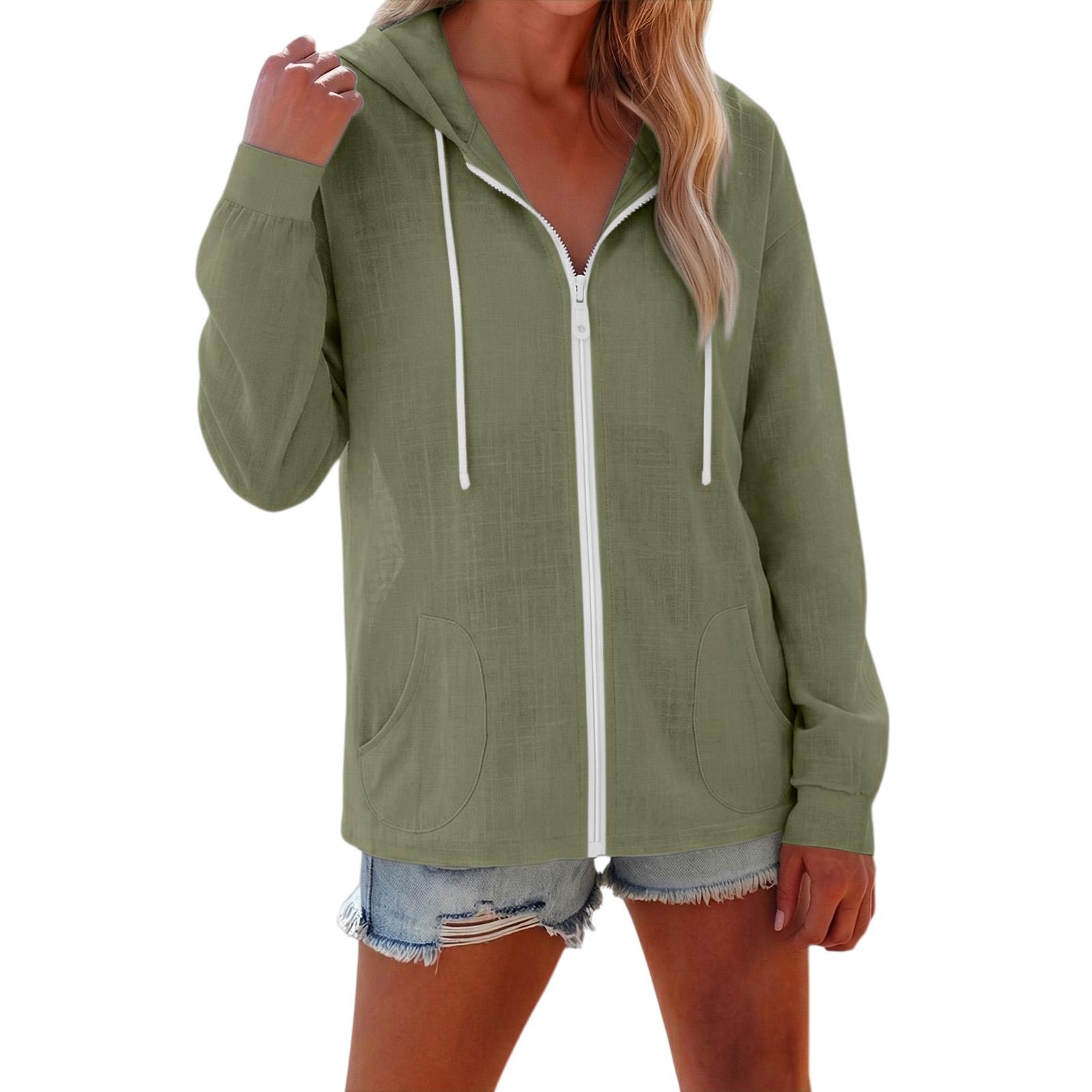 

Girls Color Long Sleeved Hooded Zipper Pocket Cover Shirt Jacket L армия зеленый