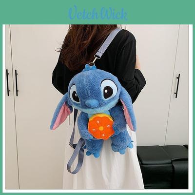 Stitch Plüsch Cartoon Rucksack für Mädchen Weiches Plüschmaterial Mit Verstellbaren Trägern Für Freizeit und Reisen