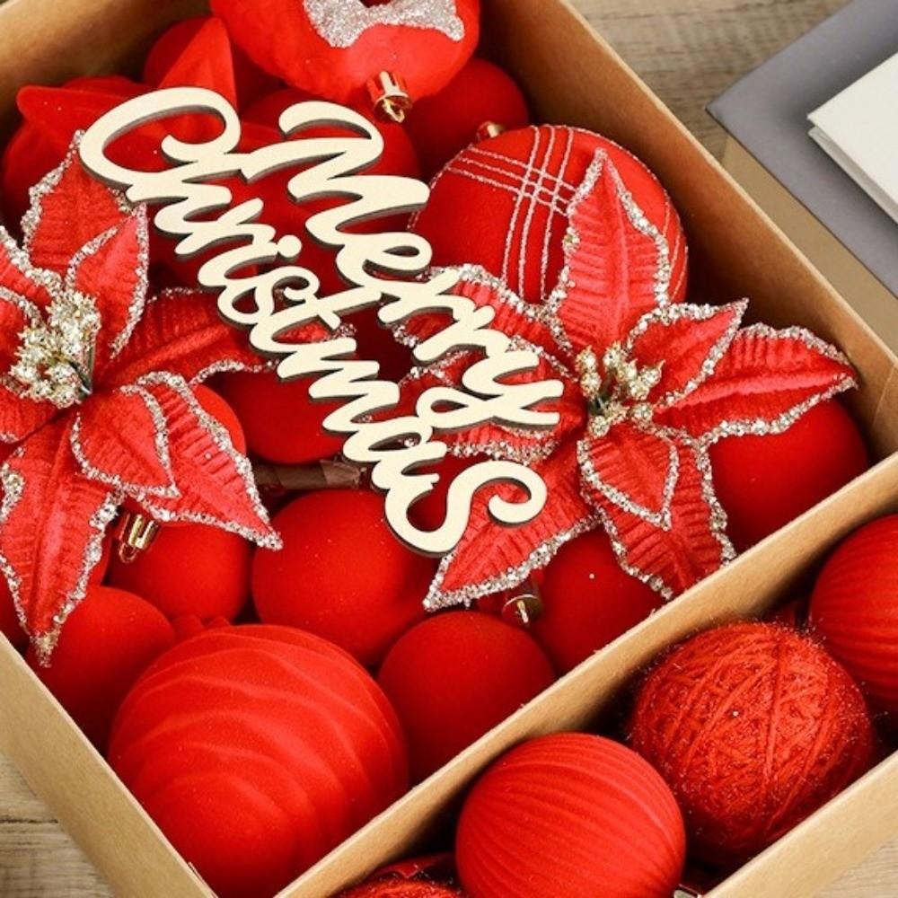 38PCS Velvet Material Christmas Decorations Ball European-style Pendant Flocked Christmas Balls Multicolor DIY Crafts