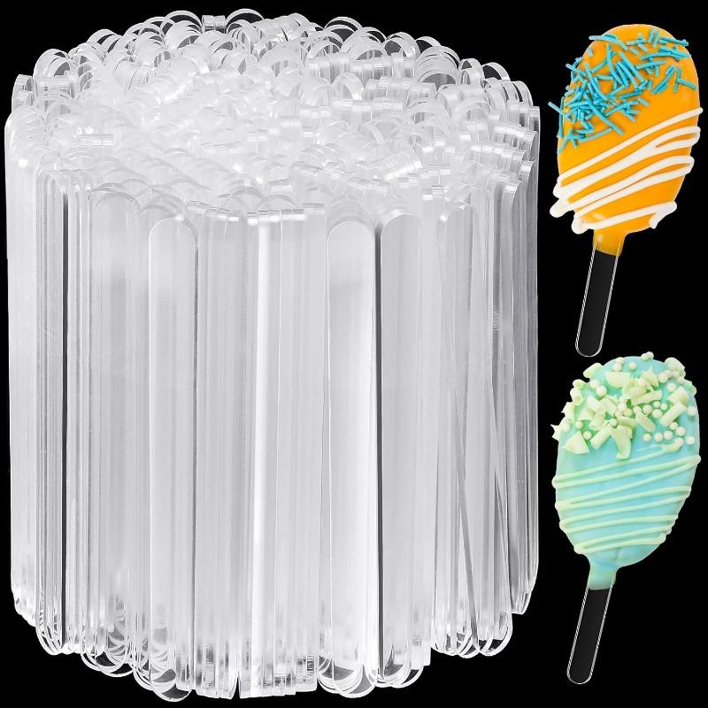 10/100pcs Acrylic Ice Cream Sticks Creamsicle Cakesicle Cake Candy Pop Sticks Reusable DIY Popsicle Crafts Kitchen Gadget Tools