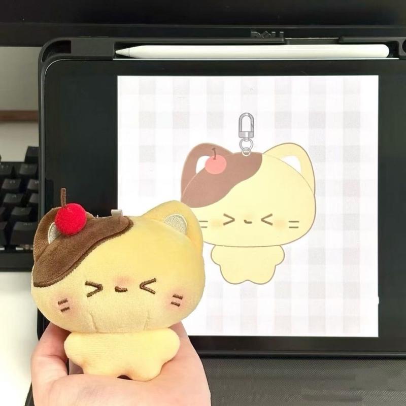 Kirschpudding Bär Plüschtier Schlüsselanhänger Cartoon Weiche Stoffpuppe Anhänger Autoschlüsselring Rucksack Tasche Deko Kindergeschenk