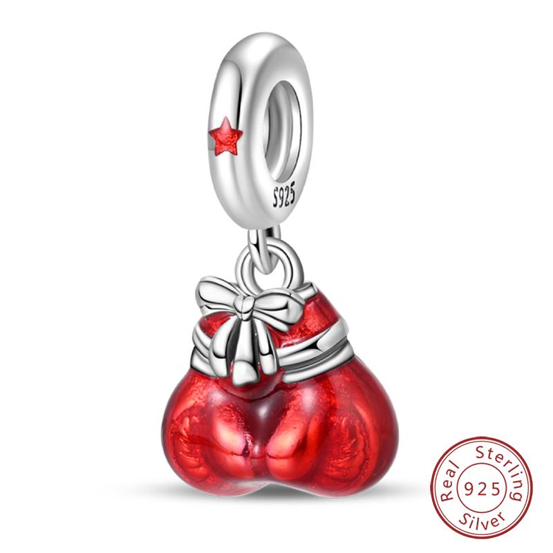 Original 925 Silver Sports Charm Beads Dumbbell Badminton Football Baseball Pendant For Bracelet Jewelry