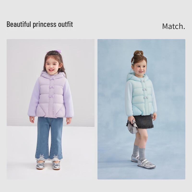 DEESHA Girls' Winter Princess Bowknot Hooded Down Jacket