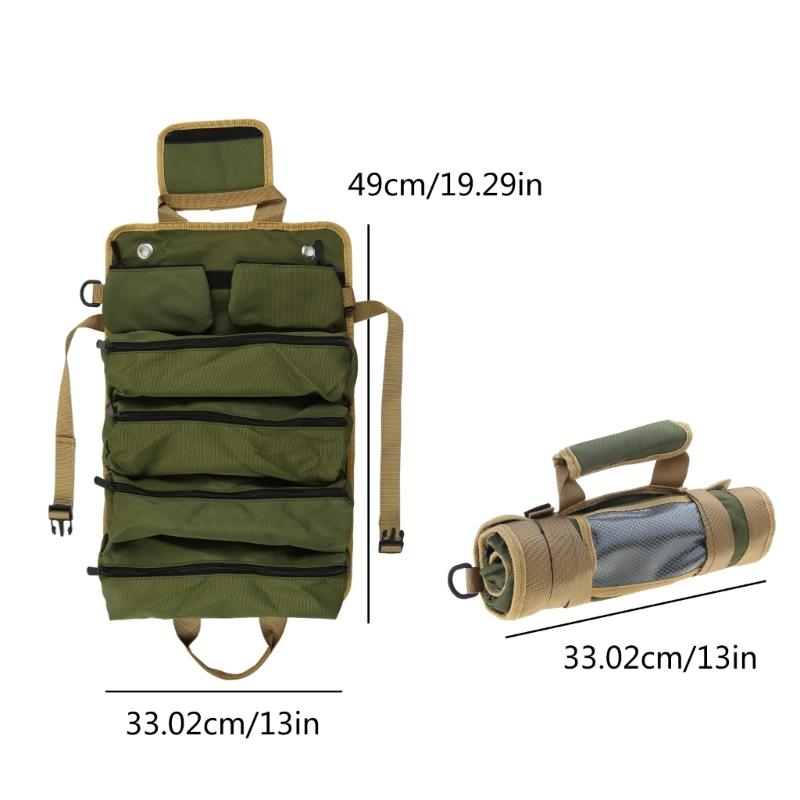 Multi-Purpose Roll Up Tool Bag Wrench Screwdriver Canvas Tool Carrying Organizer Bucket Car Wrap Roll Storage Case Pouch