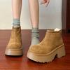 High Heels Suede Platform Ankle Snow Boots Women Plush Cotton Shoes Fashion Chunky Boots 2024 Trend Non Slip Pumps Botas Mujer