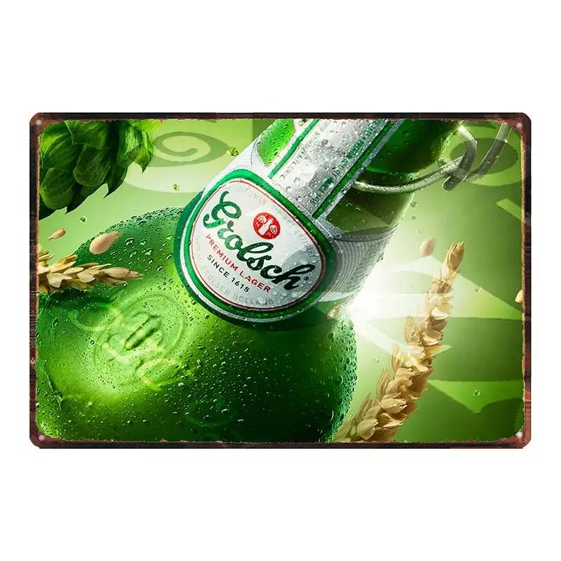 YZFQGrolsch Bière Lager Panneaux Décoratifs Hollandais Plaques Métalliques Pour Mur Bar Maison Art Décoration Restaurant 30X20CM DU-9120B