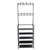 Coat Shoe Rack with Hooks 68.9in 5 Tier Metal Multifunctional Dust Proof Ample Space Coat Shoe Organizer for Entryway Dormitory Black