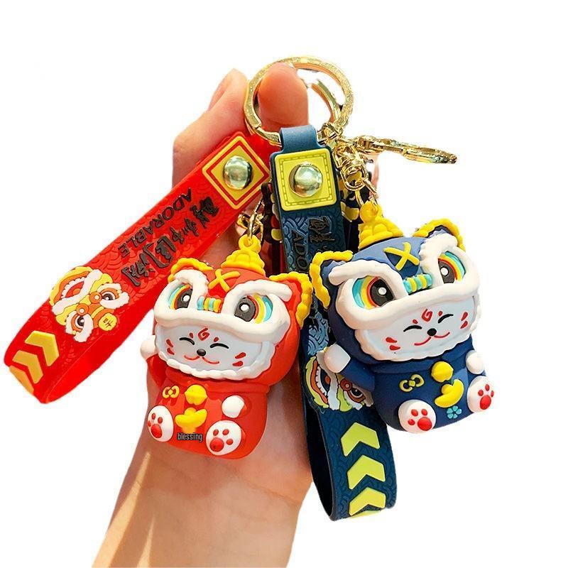 Little Moon Cat Totoro Lucky Cat Lion Dance Keychain
