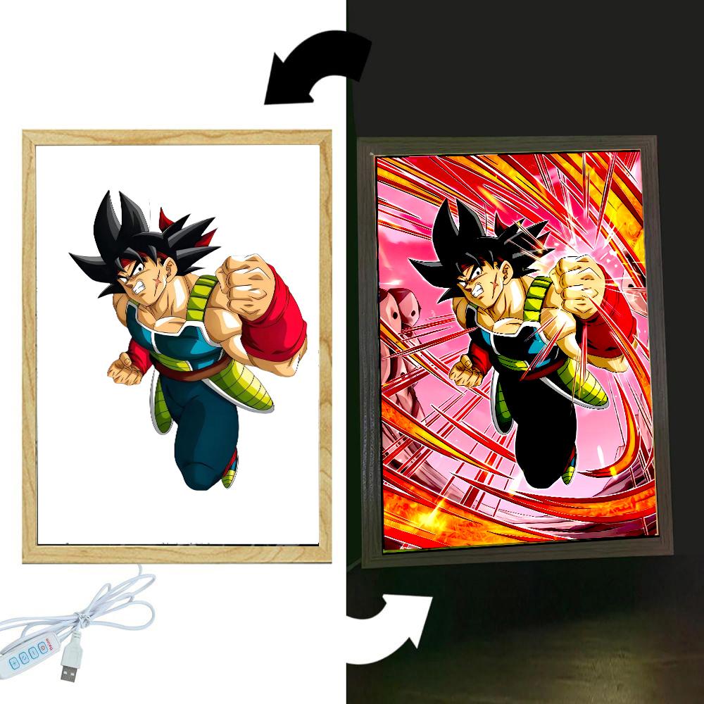 Dragon Ball Z Anime Figure Light Painting Photo Frame Dragon Ball Figures Goku Vegeta Led Night Light Room Decor Gifts Moon Lamp