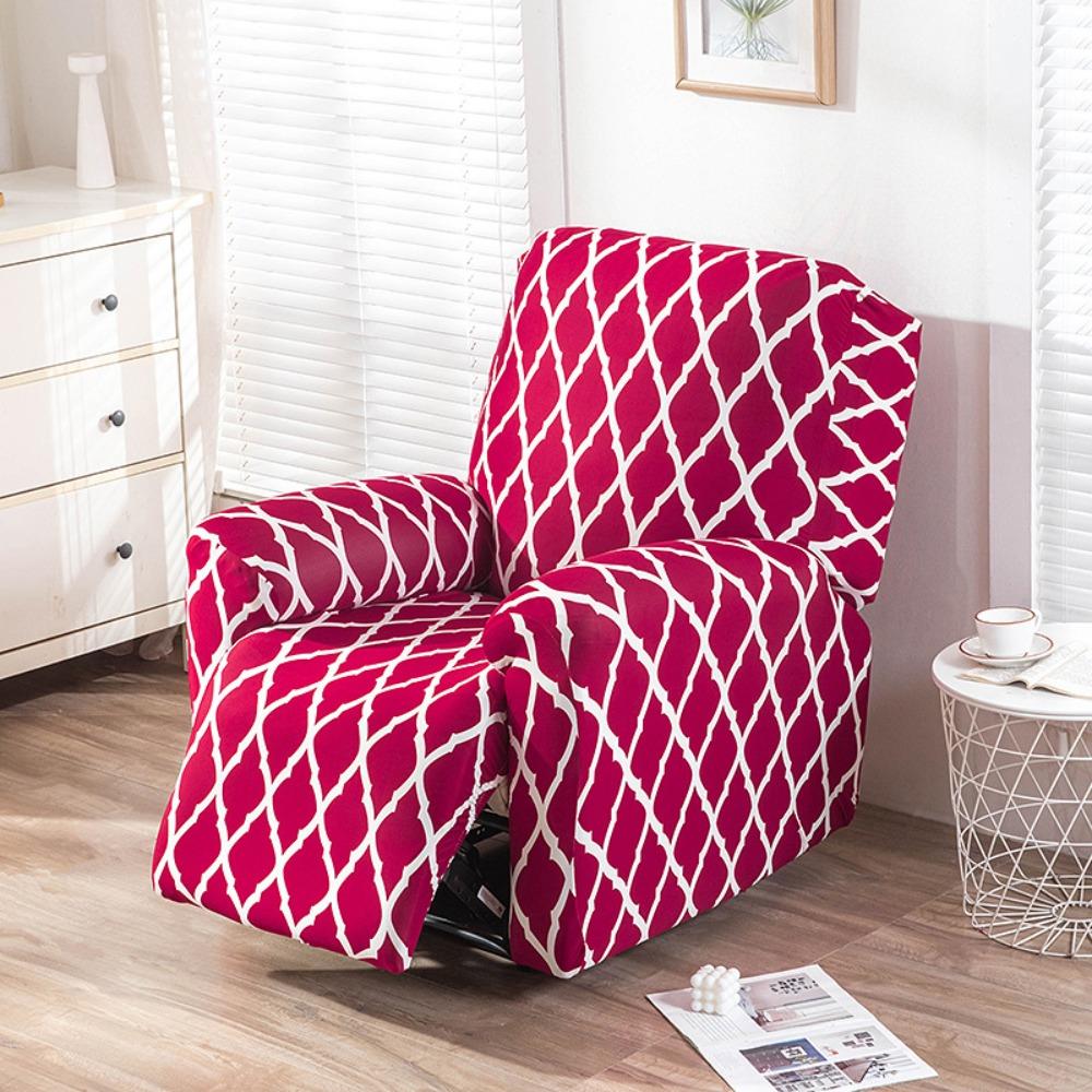 Elastic Recliner Sofa Cover Full Protection Thick Fabric Slipcover with Floral Print for Rocking Chairs