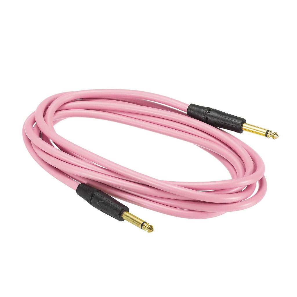 Uxcell Guitar Instrument Cable, 3M 6mm-6mm TRS Straight-to-Straight Angle, Electric Bass Cable Cord for Guitar and Bass, Pink