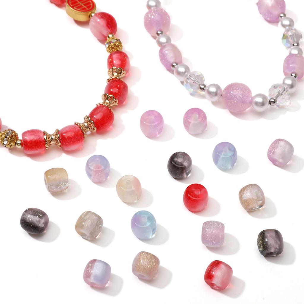 Resin Misty Cylindrical Beads for DIY Necklace Bracelet Earring Craft 10 Pcs