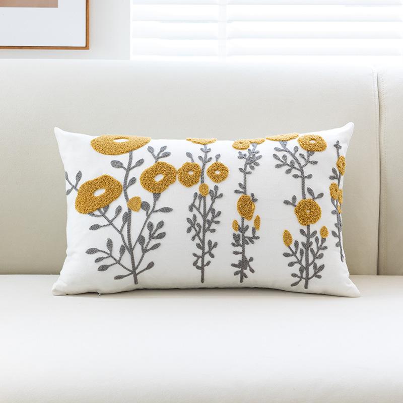 

Modern Simple Floral Towel Embroidered Famous Decorative Pillow Case Nordic Ins Sofa Bedside Sofa Living Room Pillow 45 * 45Cm (Single Pillowcase Does Not Contain C