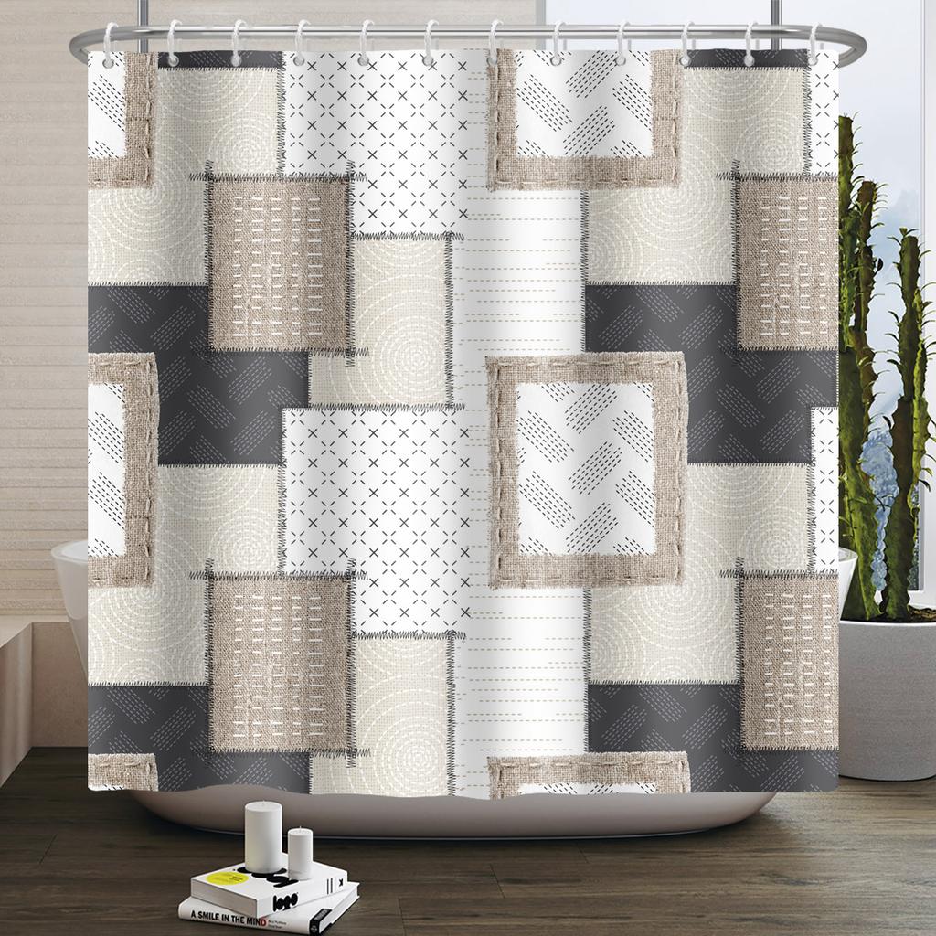 Simple Line Pattern Shower Curtain for Bathroom Waterproof Polyester Fabric Home Decor Bath Curtain Bathtub Partition Screen