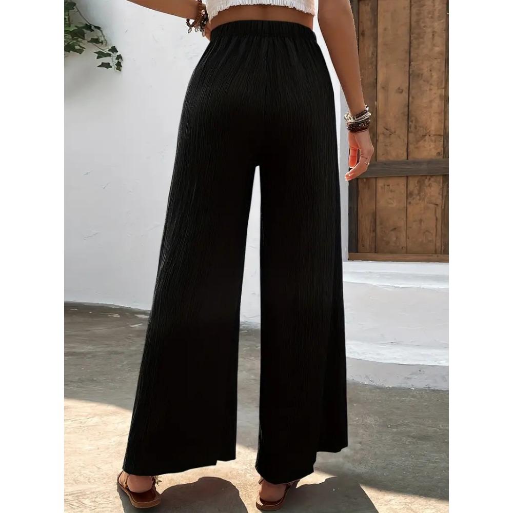 Pantalon Décontracté pour Femme Ample Amincissant Plissé Jambe Large