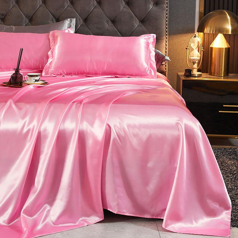 Flat Sheets Ice Silk Solid Skin-friendly Rayon Satin Modern Bedsheets Protective Universal Breathable Household Dormitory Bed