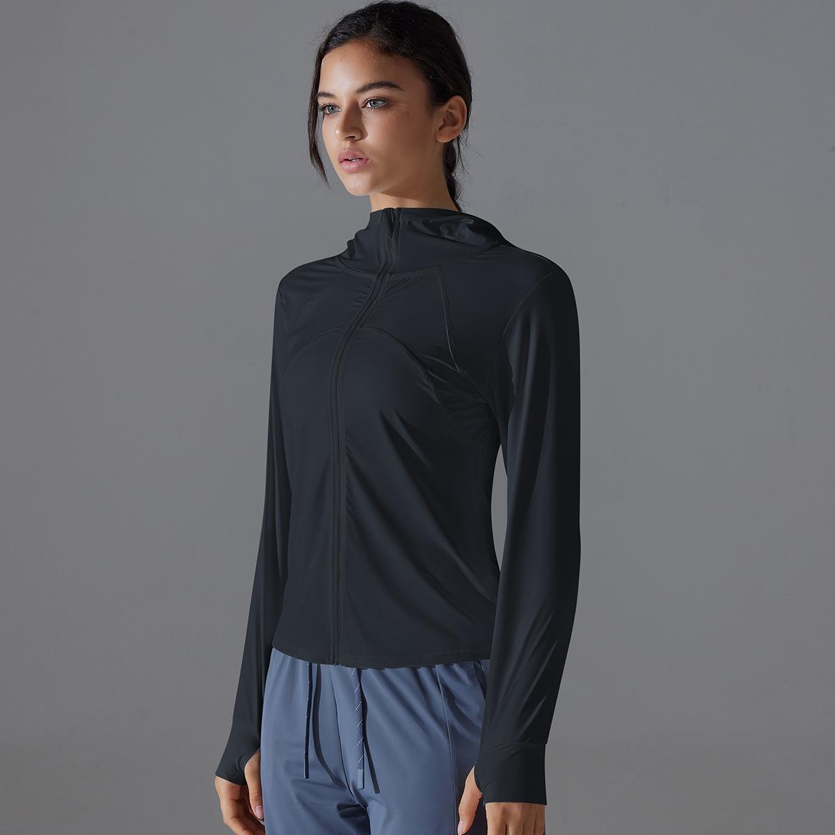 

New Sunscreen Clothes For Women, Slim Fit Yoga Jacket, UV Resistant, Outdoor Sports, Ice Silk, Cool Feeling, Hooded Sunscreen Clothes For Women M