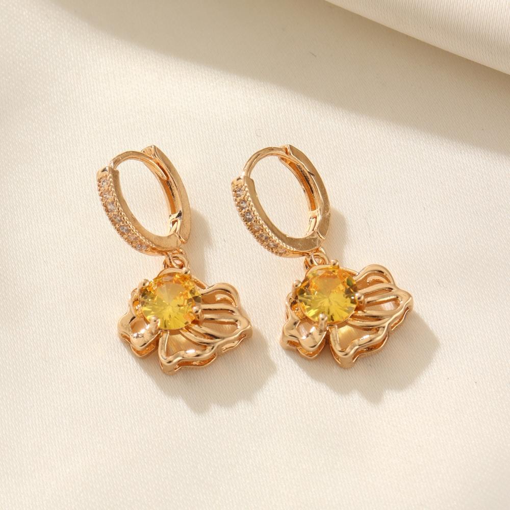 Sparkling Yellow Zirconia  Dangle Earrings for Women Earring Jewelry Wedding Party Accessories жёлтый