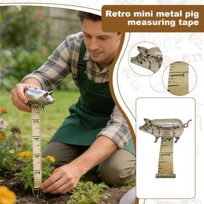 Vintage Metal Pig Measuring Tape, A Collectible Measuring Tool And Gift.