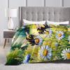 Bee and Flowers Blankets Girls Flannel Throw Blanket For Sofa Home Super Soft Custom Quality Bedspread Gift