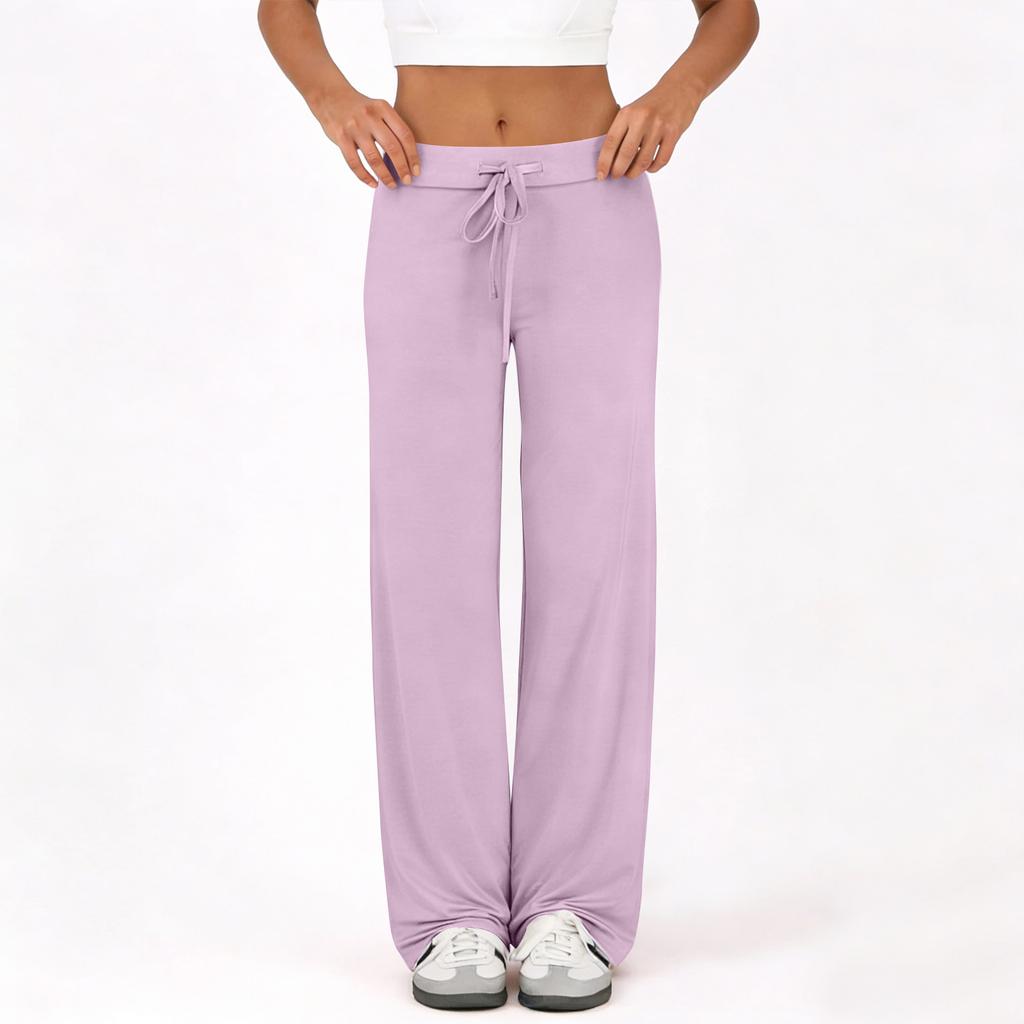Damen Schlaghose Lässige Kordelzug Elastischer Bund Bequeme Schlaghose Yoga Lose Hose