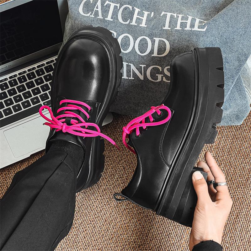 Big head leather shoes men's ins trendy British style platform Martin boots niche design high-end Derby shoes 6115-J