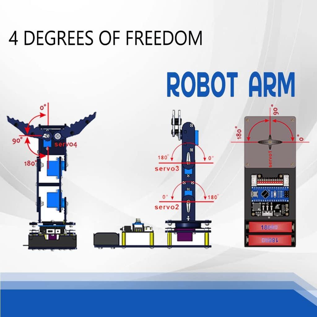 Roboterarm für Arduino, Intelligentes Roboter-Bauset, das Bewegungen speichern und wiederholen kann, für Anfänger/Jugendliche/Erwachsene zum Erlernen von Elektronik, Programmierung,