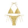 Women's Floral Halter Bikini Swimsuit - High-End European & American Resort Wear