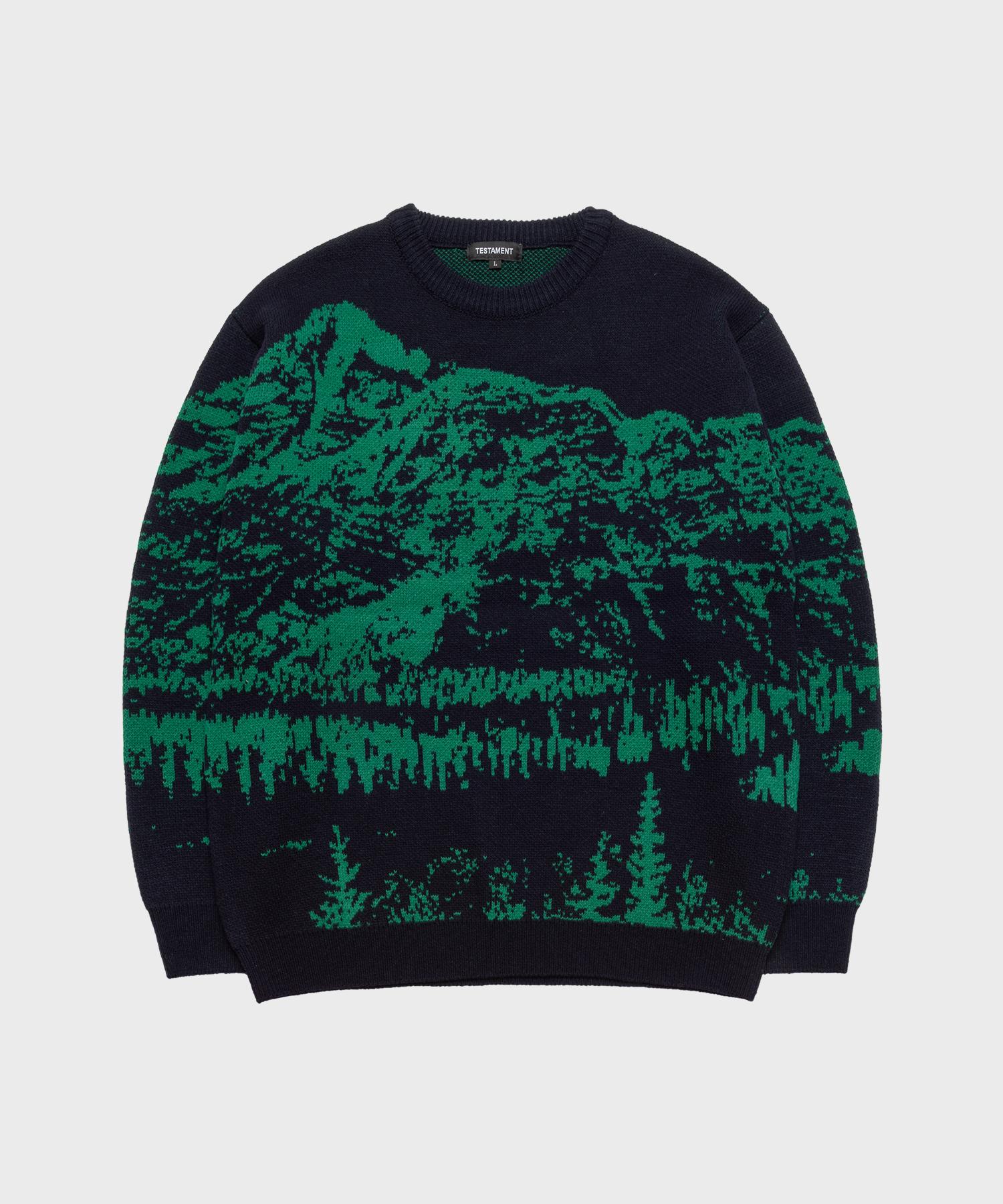 Testament Mountain Jacquard Wool Blend Knit (Navy) M