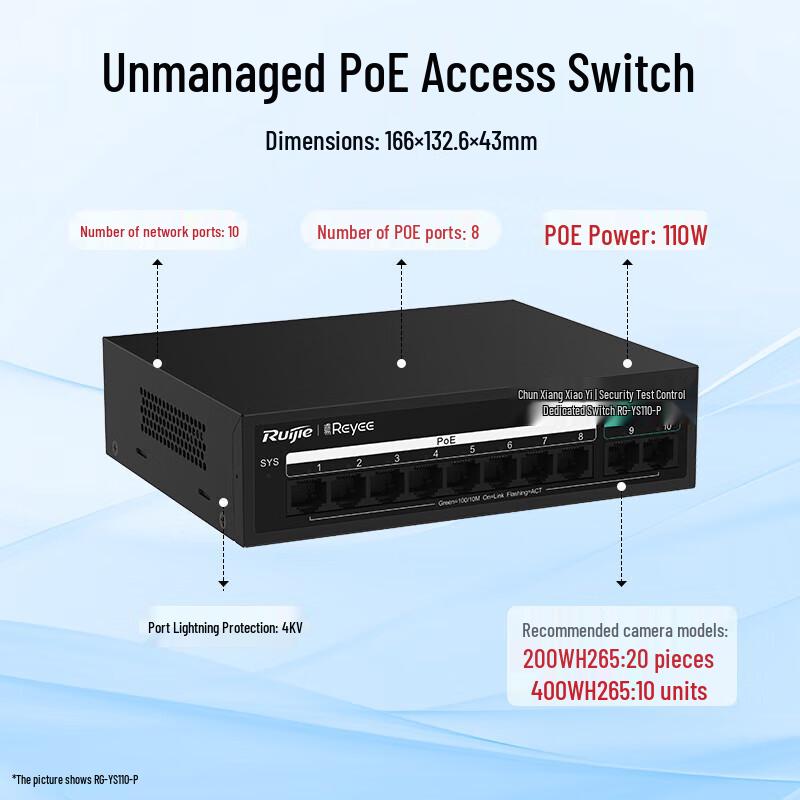 

Ruijie RG-YS110-P 10-Port 100M PoE Switch