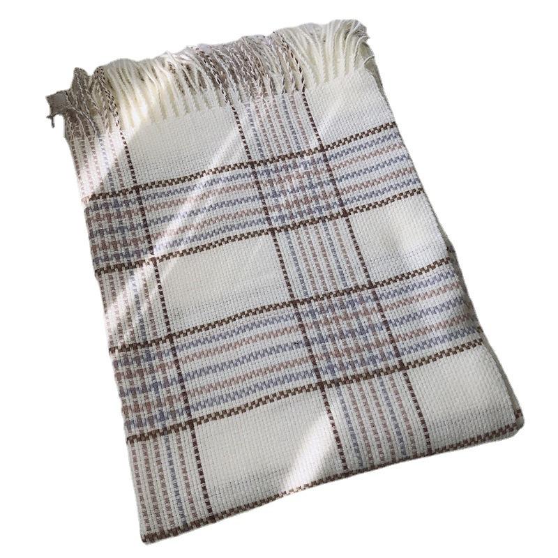 Cashmere Plaid Scarf Women'S Japanese Fashion Autumn And Winter Thickened Warm Fringed Shawl Scarf
