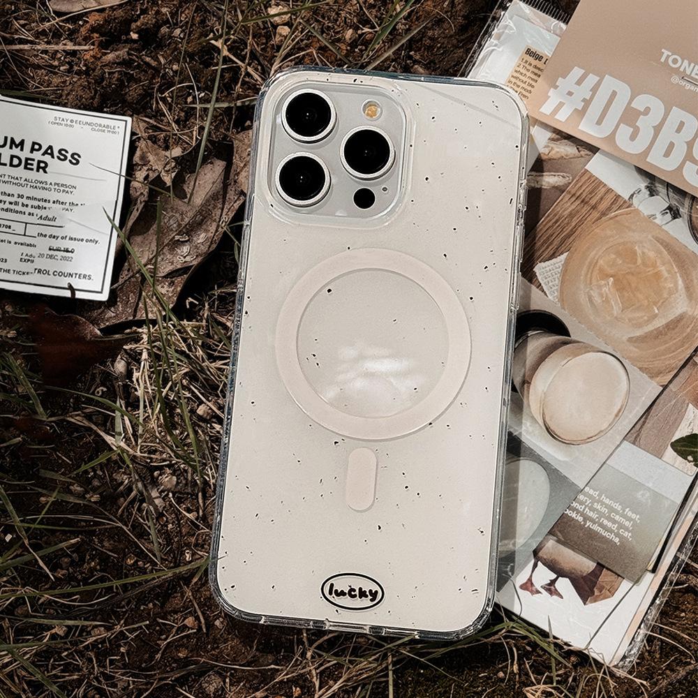 Double-layer Imd IPhone 16 Phone Case 14 Magnetic Stand IPhone 15 Pro Max Ink Dot Coconut 12 Applicable 13
