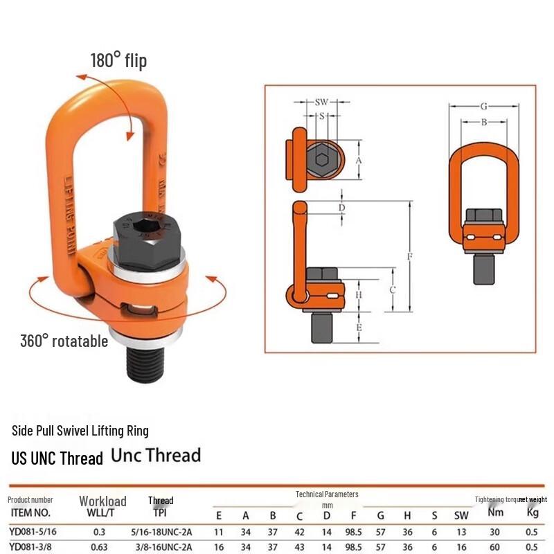 High-Strength 360° Swivel Side Pull Lifting Eye Bolt