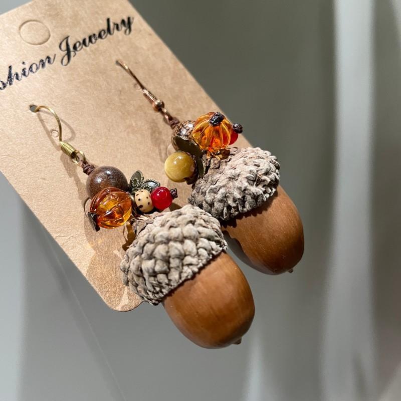 Natural tiger's eye stone series stud earrings for women Maillard exquisite retro earrings niche light luxury high-end temperament earrings