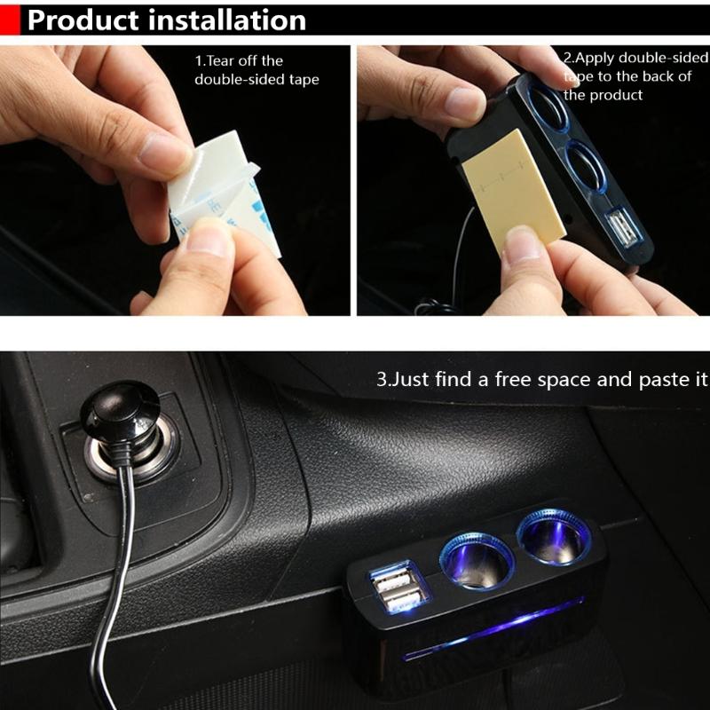 Car Socket, 2-hole Car Charger 80W Fast Charging Splitters Adapter Cord for 12V-24V Trucks SUV