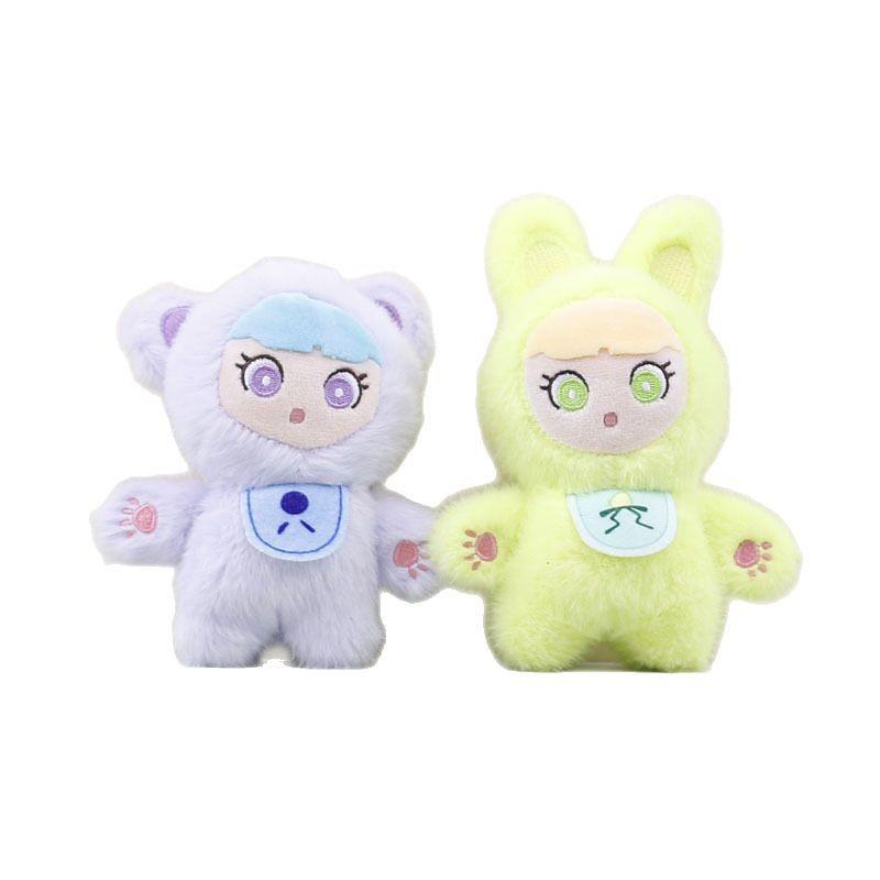 Transformative Bunny Plush Keychain Cartoon Dress Up Rabbit Toy Keyring And