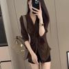 Women's Autumn 2025 Slim Fit V-Neck Twisted Long-Sleeve Top